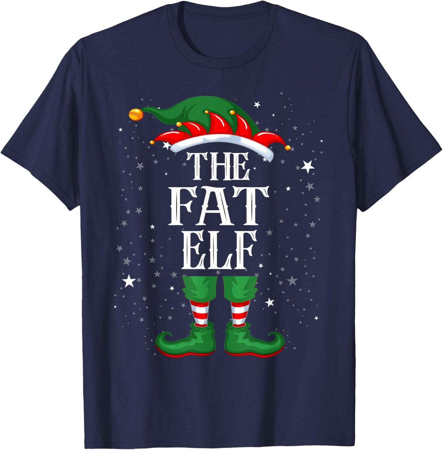 Christmas Elf Matching Family Group Funny The Fat Elf T-Shirt - T-Shirt | Navy