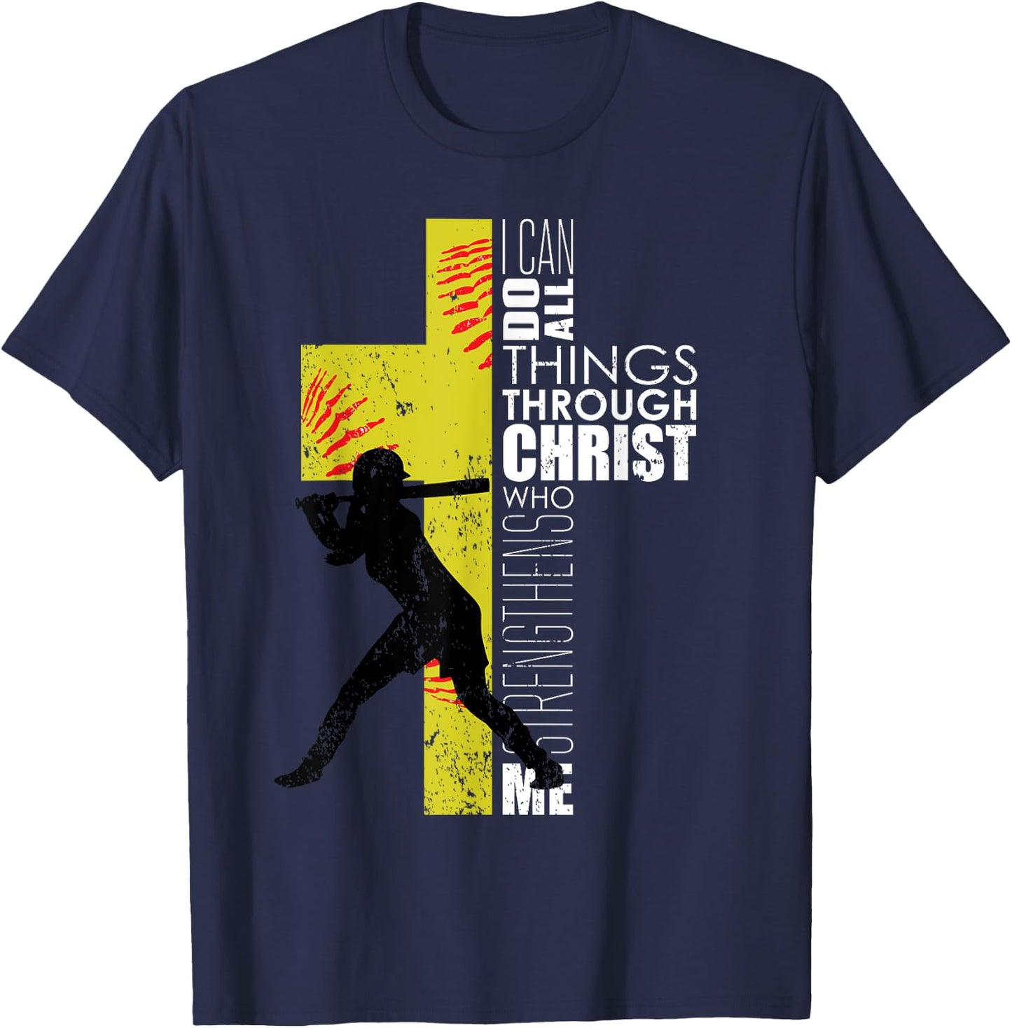 Softball Gifts Players Teen Girls Women Christian Religious T-Shirt - T-Shirt | Navy
