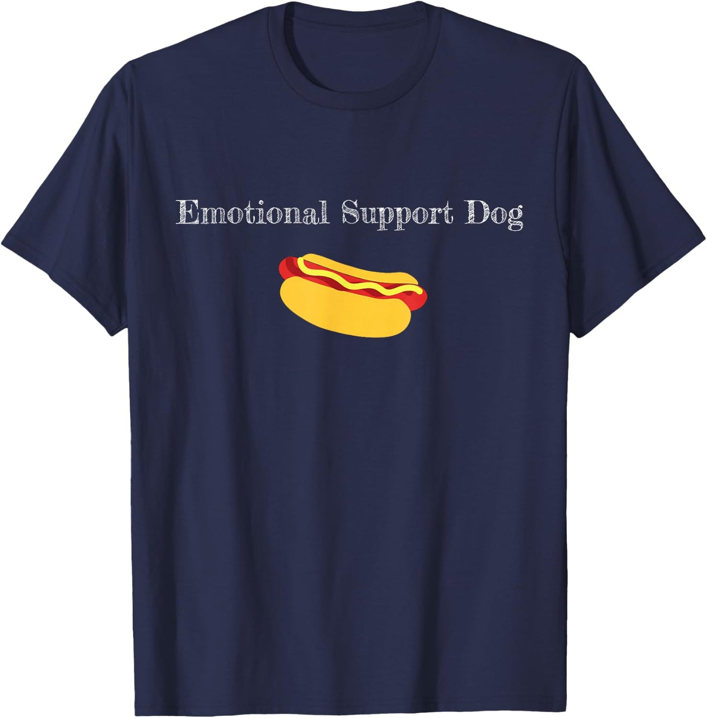 Emotional Support Dog Funny Hot Dog Play On Words T-Shirt - T-Shirt | Navy