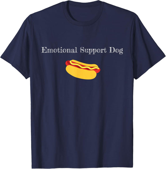 Emotional Support Dog Funny Hot Dog Play On Words T-Shirt - T-Shirt | Navy