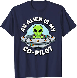 an Alien is My Co-Pilot T-Shirt - T-Shirt | Navy