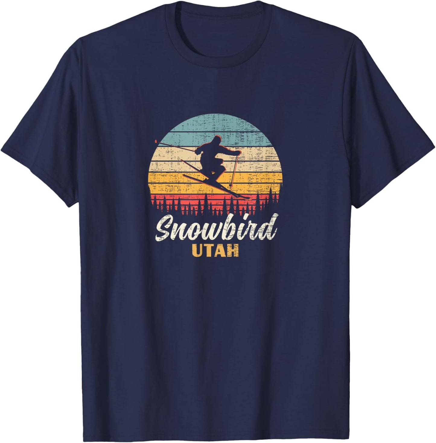 Snowbird Skiing Utah Vintage Mountain Utah Ski Vacation T-Shirt - T-Shirt | Navy