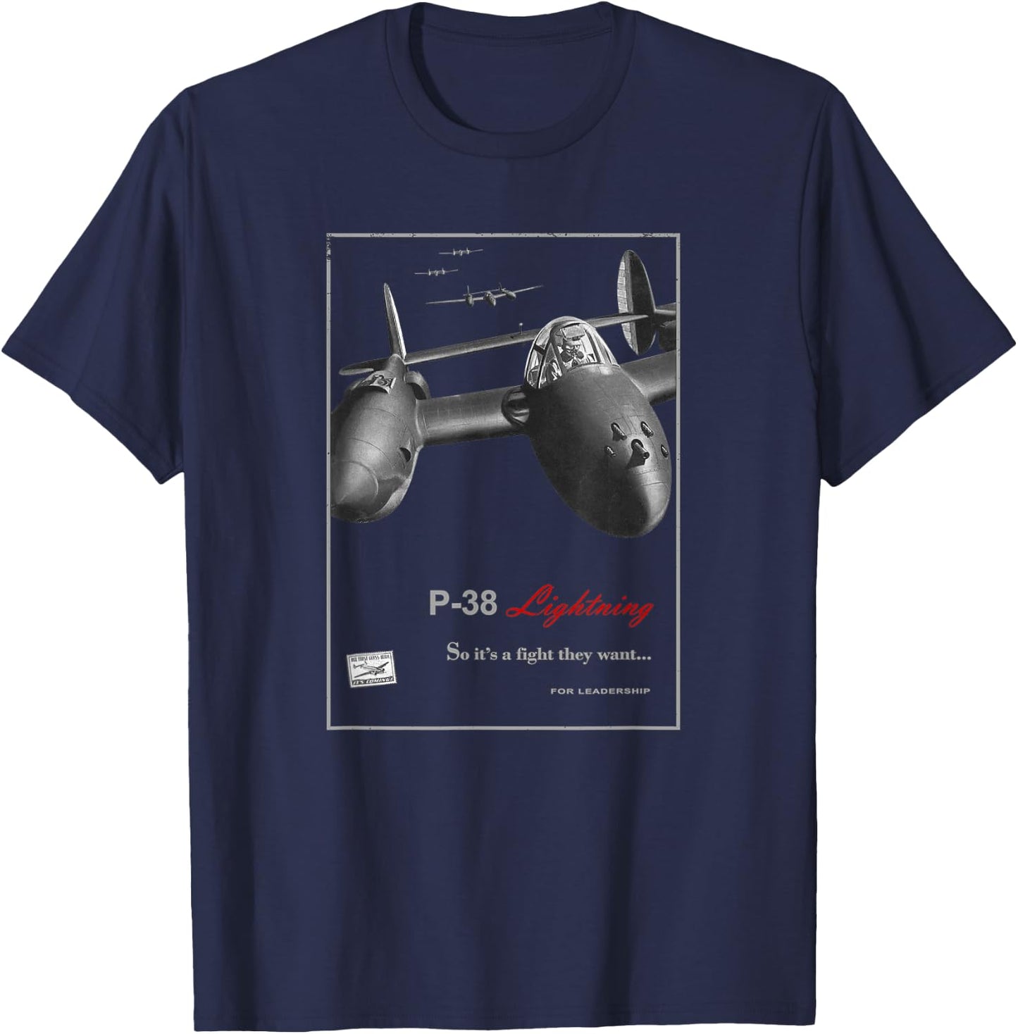 P-38 Lightning WW2 fighter aircraft T-Shirt - T-Shirt | Navy