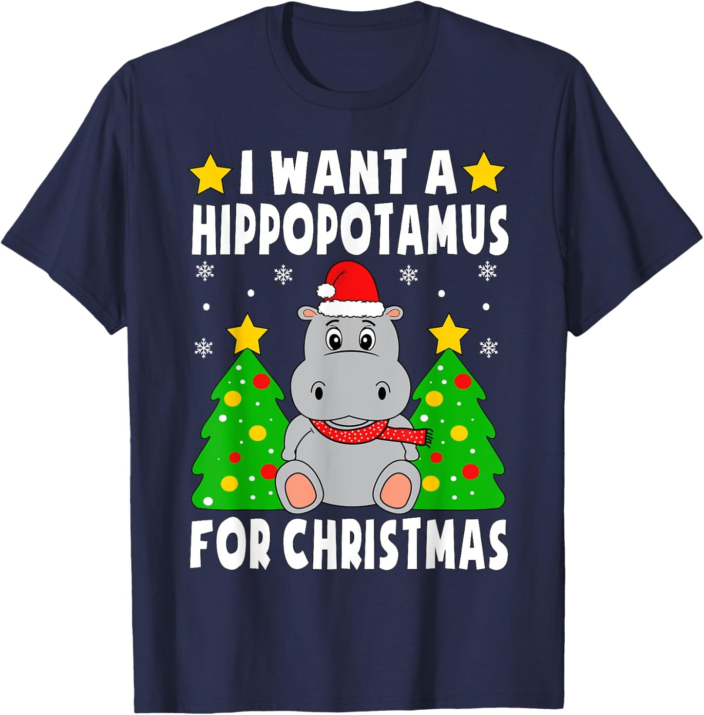 I Want A Hippopotamus For Christmas Hippo Pajamas Boys Girls T-Shirt - T-Shirt | Navy