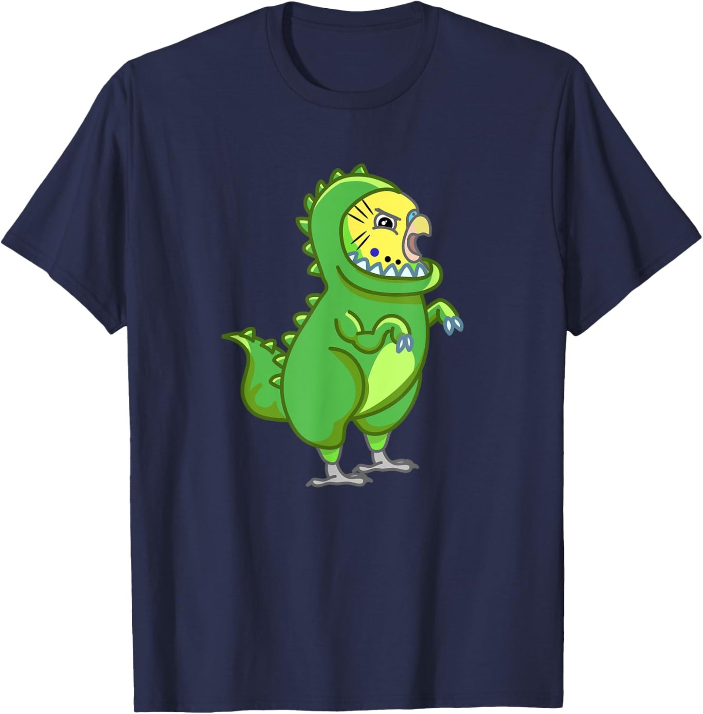 T-Rex Parakeet Dinosaur Budgerigar Pet Budgie Bird Lover T-Shirt - T-Shirt | Navy