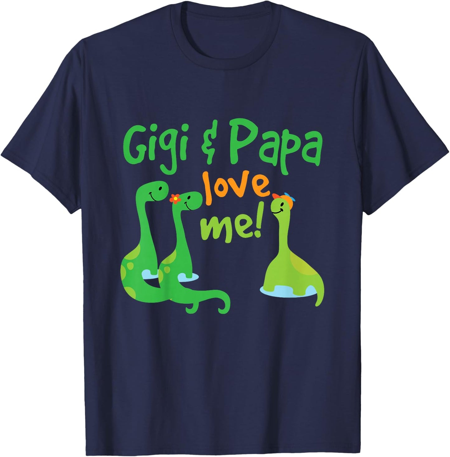 Kids Gigi and Papa Love Me Grandson Dinosaur T-Shirt - T-Shirt | Navy