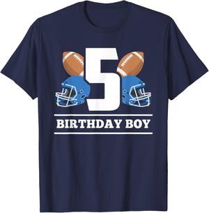 5th Birthday Boy Football Ball 5 Years Old Kids Gift Ideas T-Shirt - T-Shirt | Navy