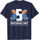 5th Birthday Boy Football Ball 5 Years Old Kids Gift Ideas T-Shirt - T-Shirt | Navy
