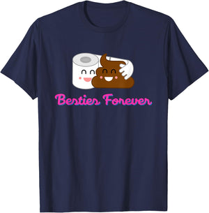 Funny Poop And Toilet Paper Are Besties Forever T-Shirt - T-Shirt | Navy