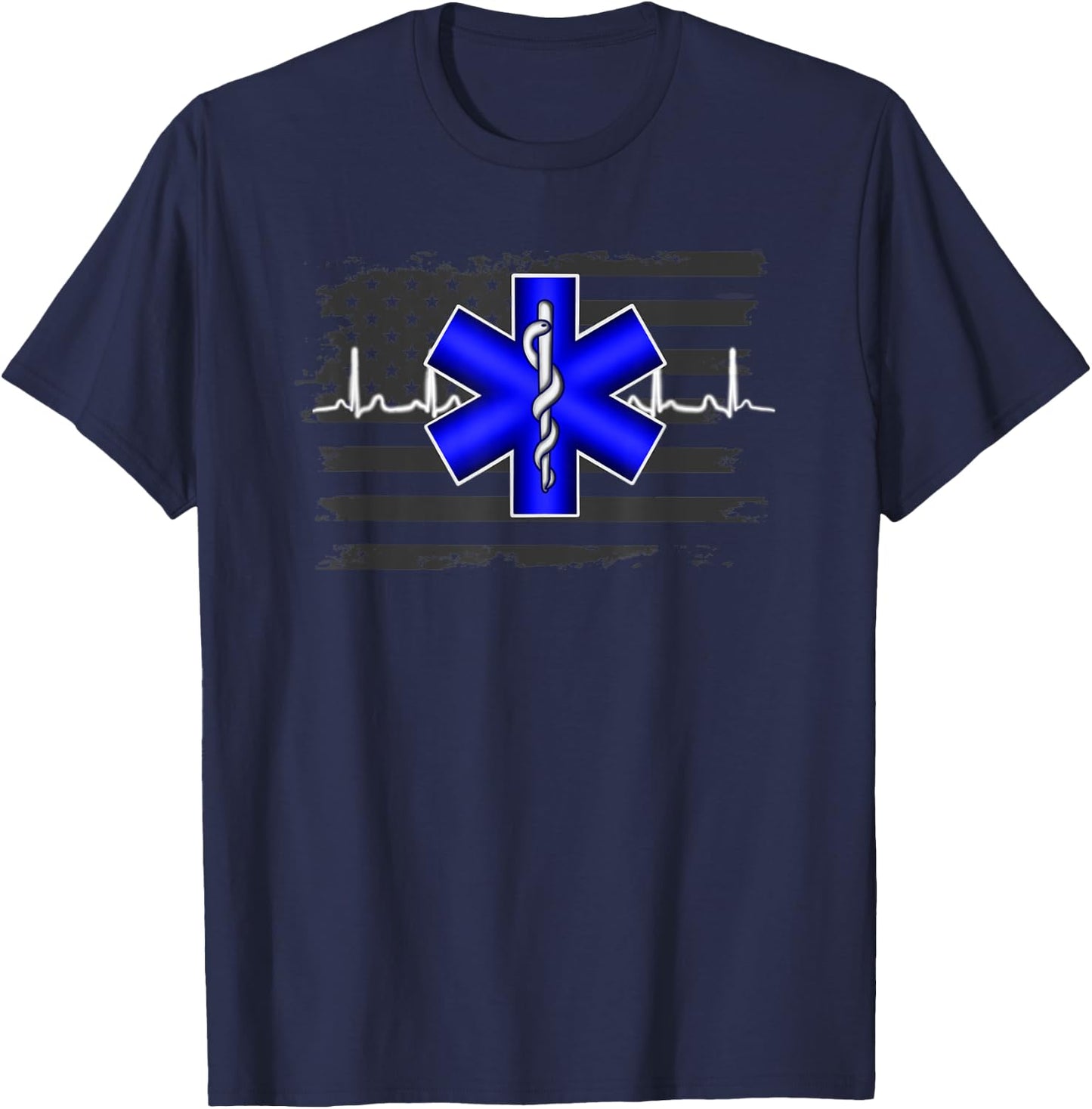EMS EMT Paramedic First Responder Flag Thin White Line T-Shirt - T-Shirt | Navy