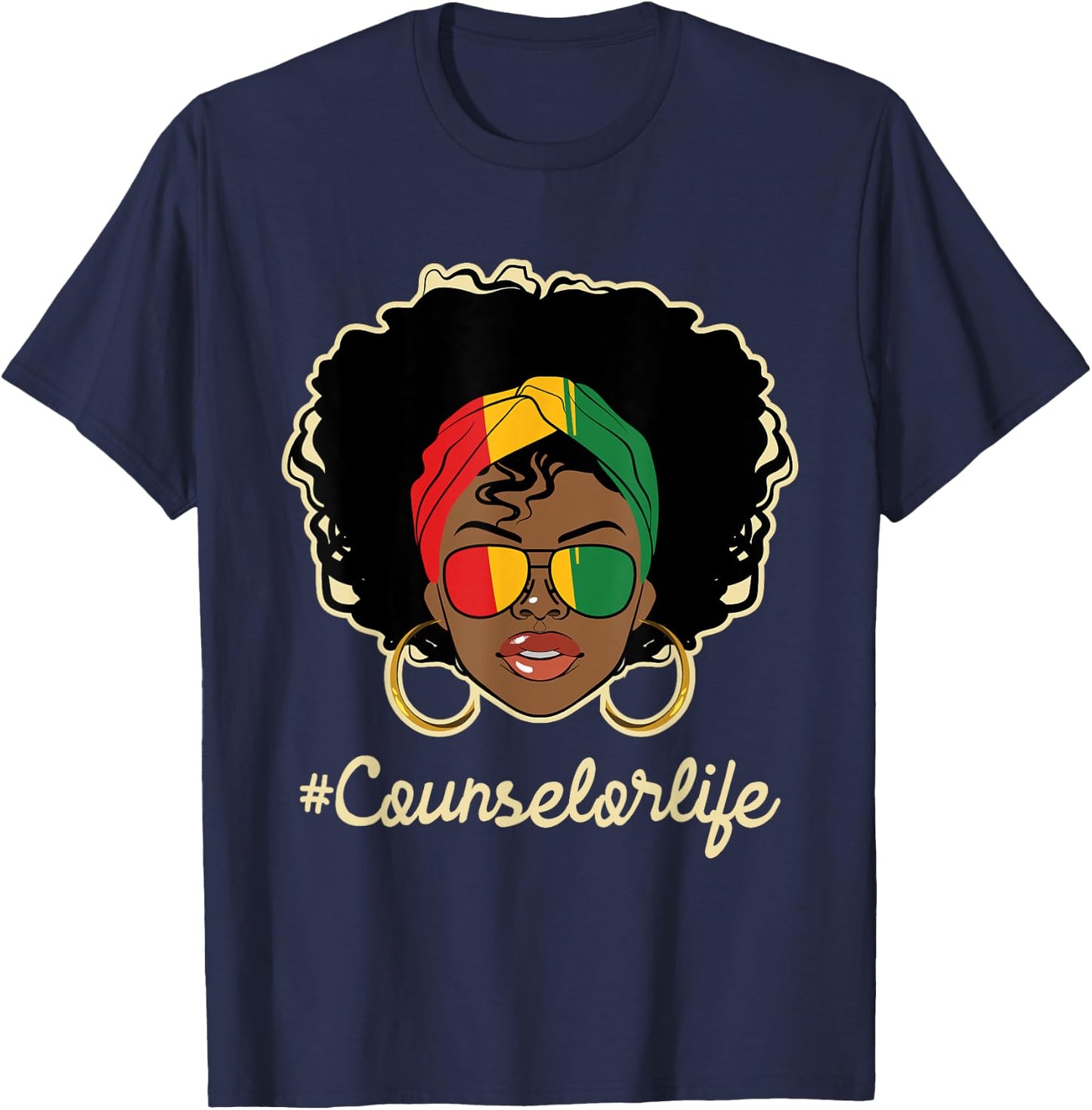 Counselor Life - African American Pride Career Counseling T-Shirt - T-Shirt | Navy