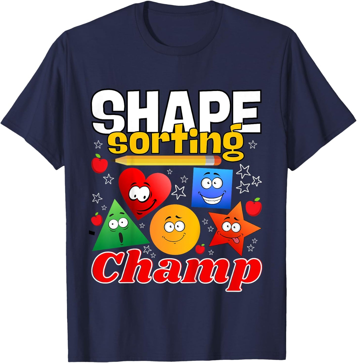 Simple Shape Sorting Lover Geometry Identification Toddler T-Shirt - T-Shirt | Navy