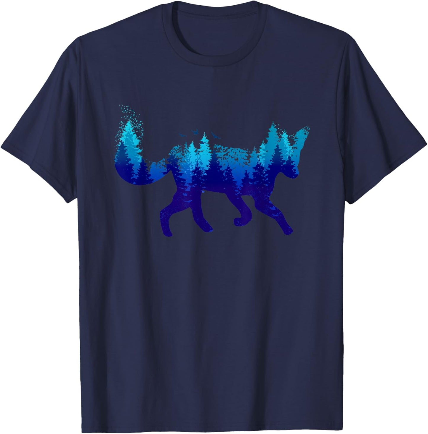 Arctic Fox Landscape Forest Antarctica Fox Animal T-Shirt - T-Shirt | Navy