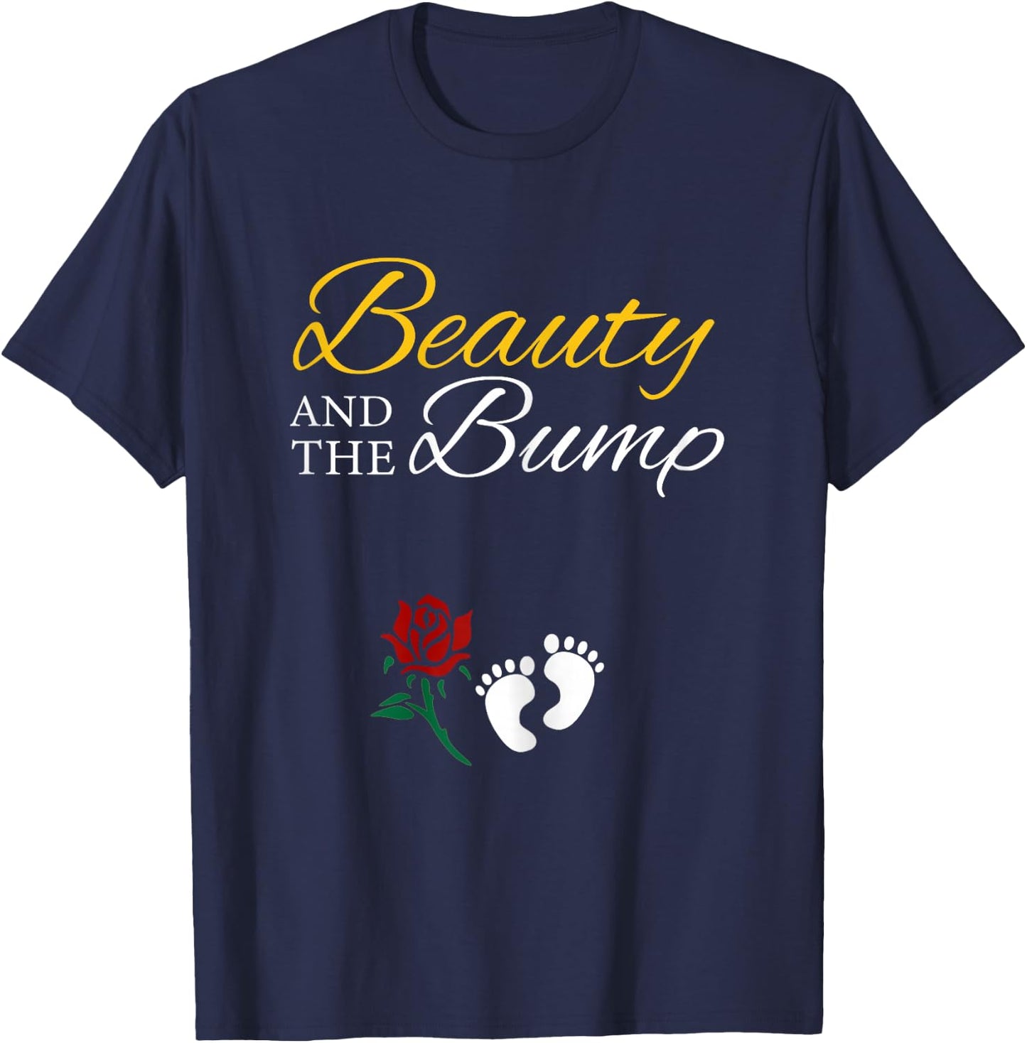 Beauty And The Bump Cute Pregnancy Announcement T-Shirt - T-Shirt | Navy