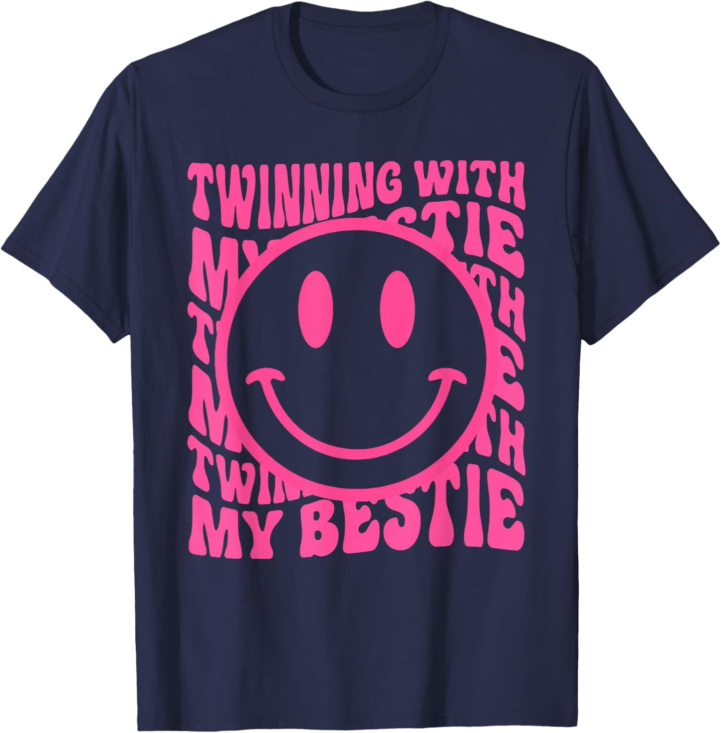 Twinning With My Bestie Spirit Week Twin Day Best Friend 70s T-Shirt - T-Shirt | Navy