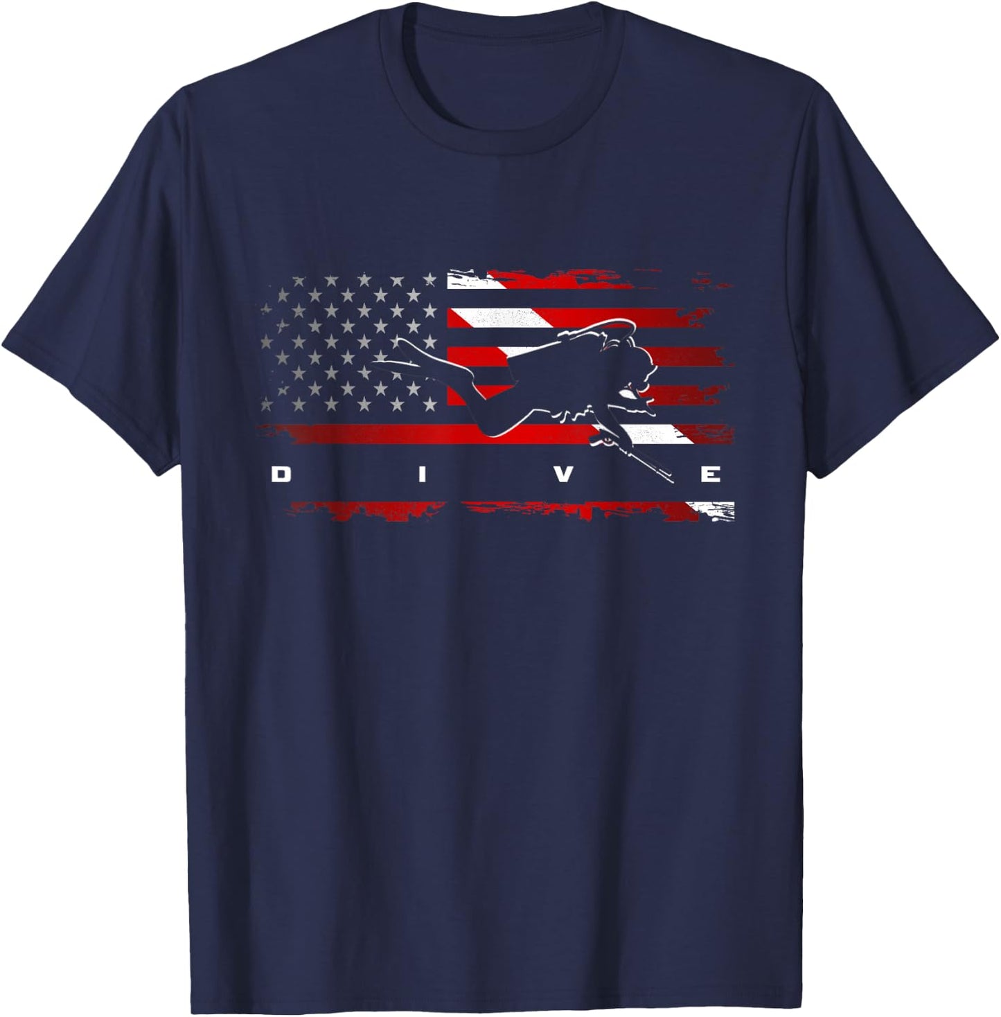 American Flag Scuba Diving Apparel - Scuba Diving T-Shirt - T-Shirt | Navy