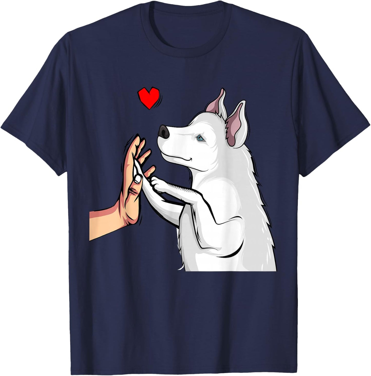 White Siberian Husky Love Dogs Mummy T-Shirt - T-Shirt | Navy