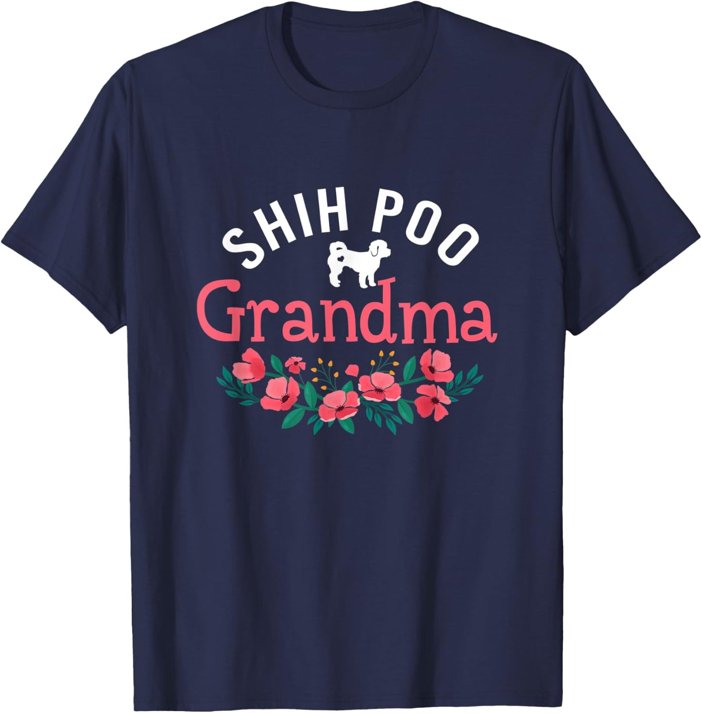 Shih Poo Dog Gifts For Grandma Dog Lovers Christmas T-Shirt - T-Shirt | Navy