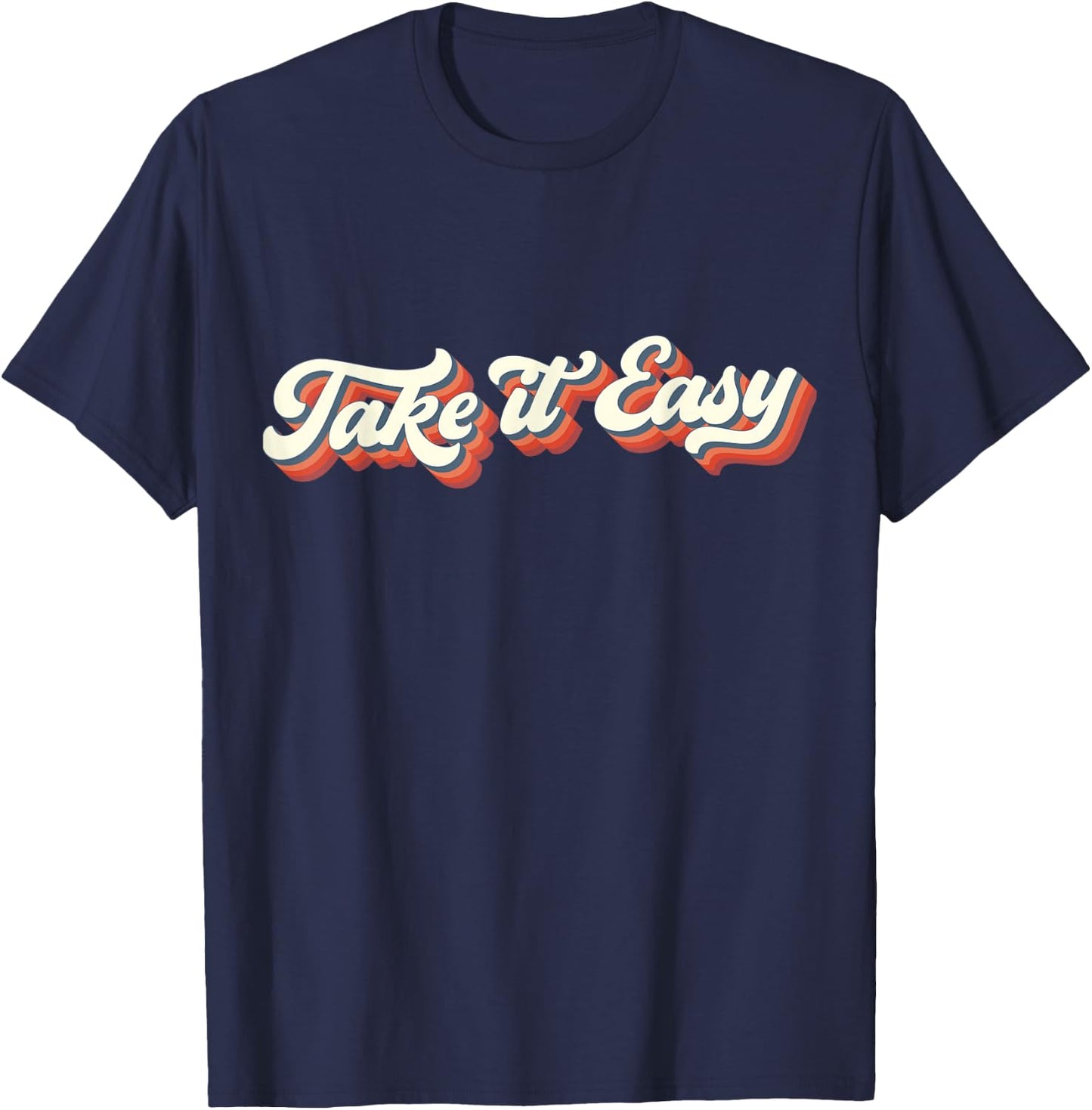 Retro Distressed 70's Take It Easy T-Shirt - T-Shirt | Navy