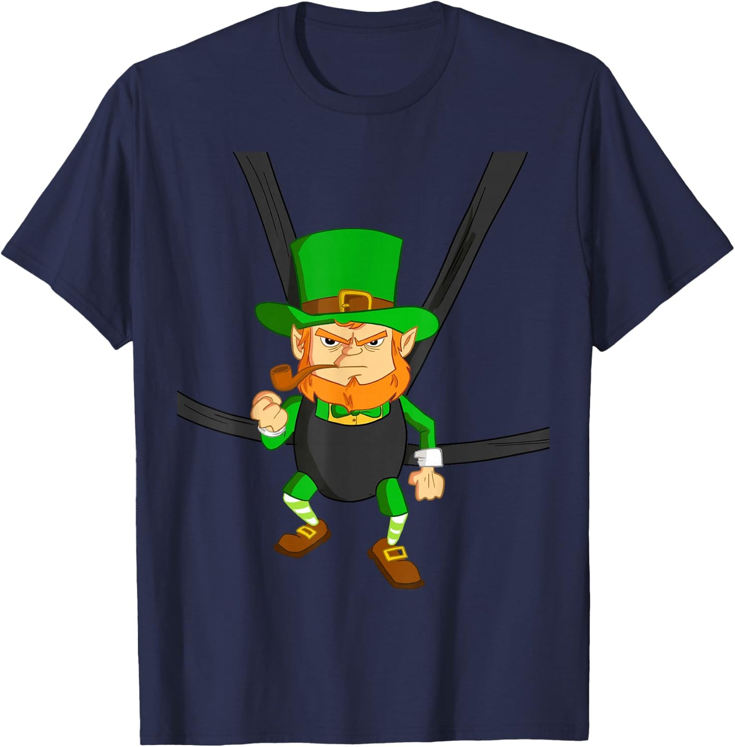 Leprechaun in Baby Carrier Shirt Funny St Paddy's Day T-Shirt - T-Shirt | Navy
