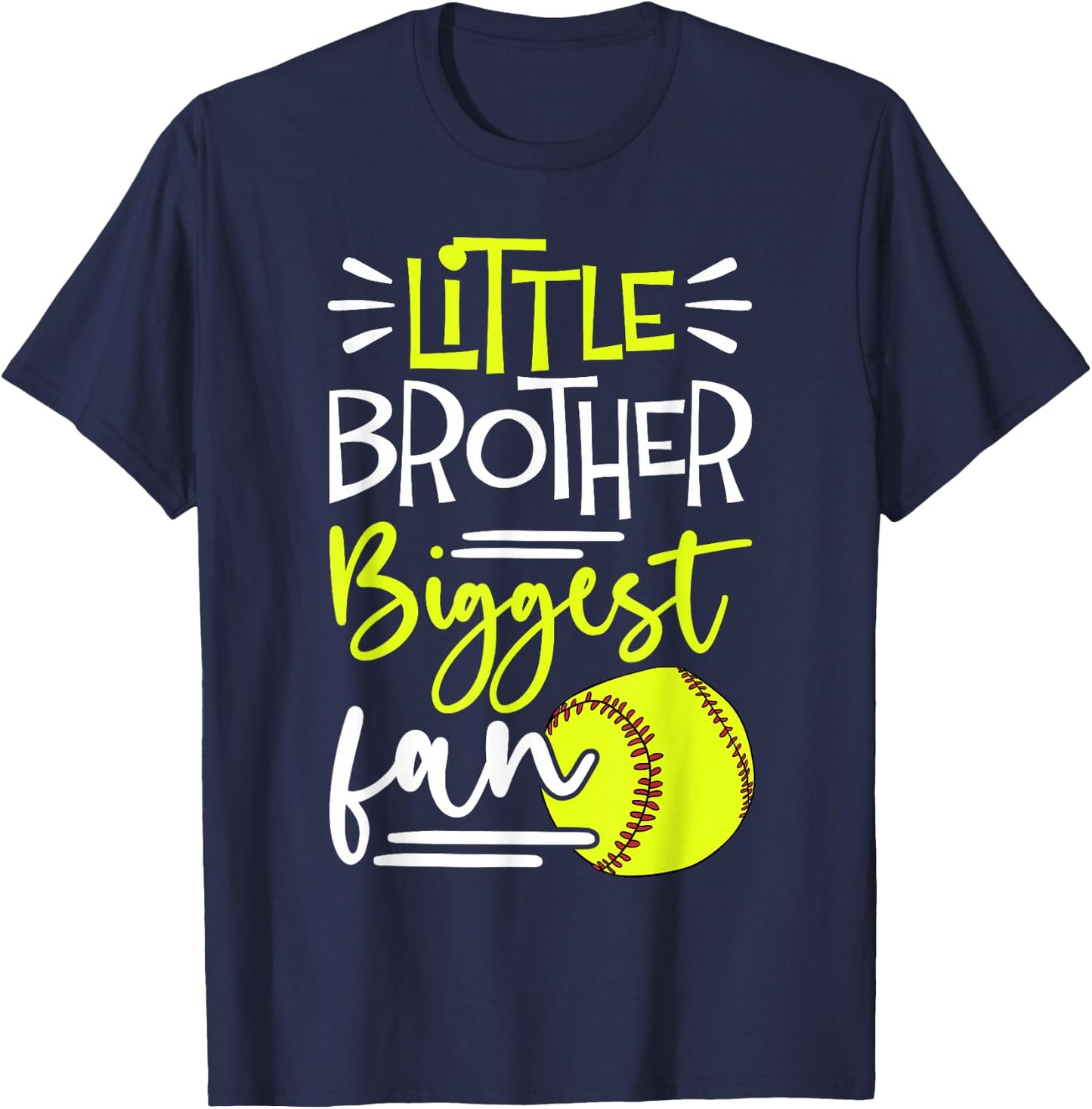 Little Brother Biggest Fan Softball, Softball Boys T-Shirt - T-Shirt | Navy