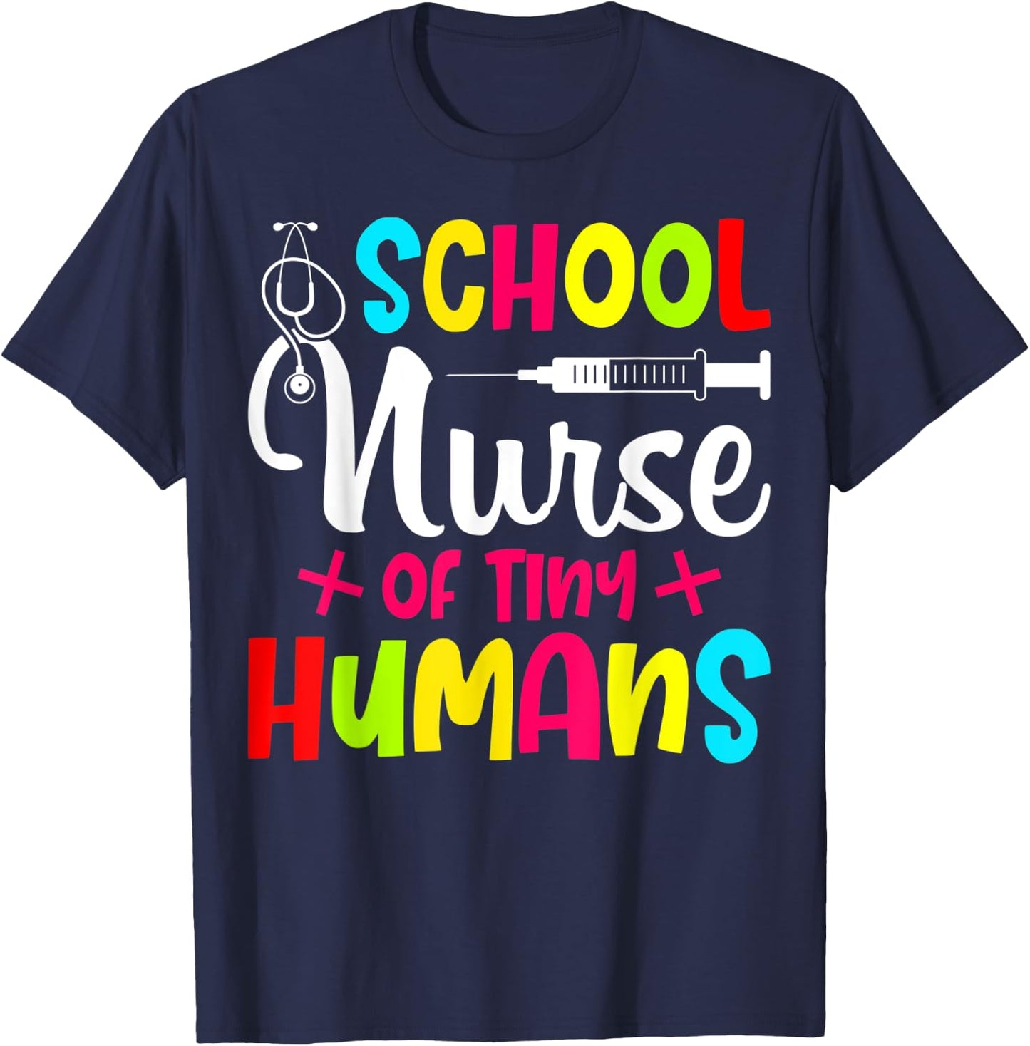 School Nurse Of Tiny Humans Nurse Back To School T-Shirt - T-Shirt | Navy