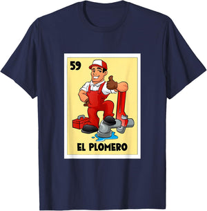 El Plomero Mexican Bingo Card Game The Plumber Spanish T-Shirt - T-Shirt | Navy