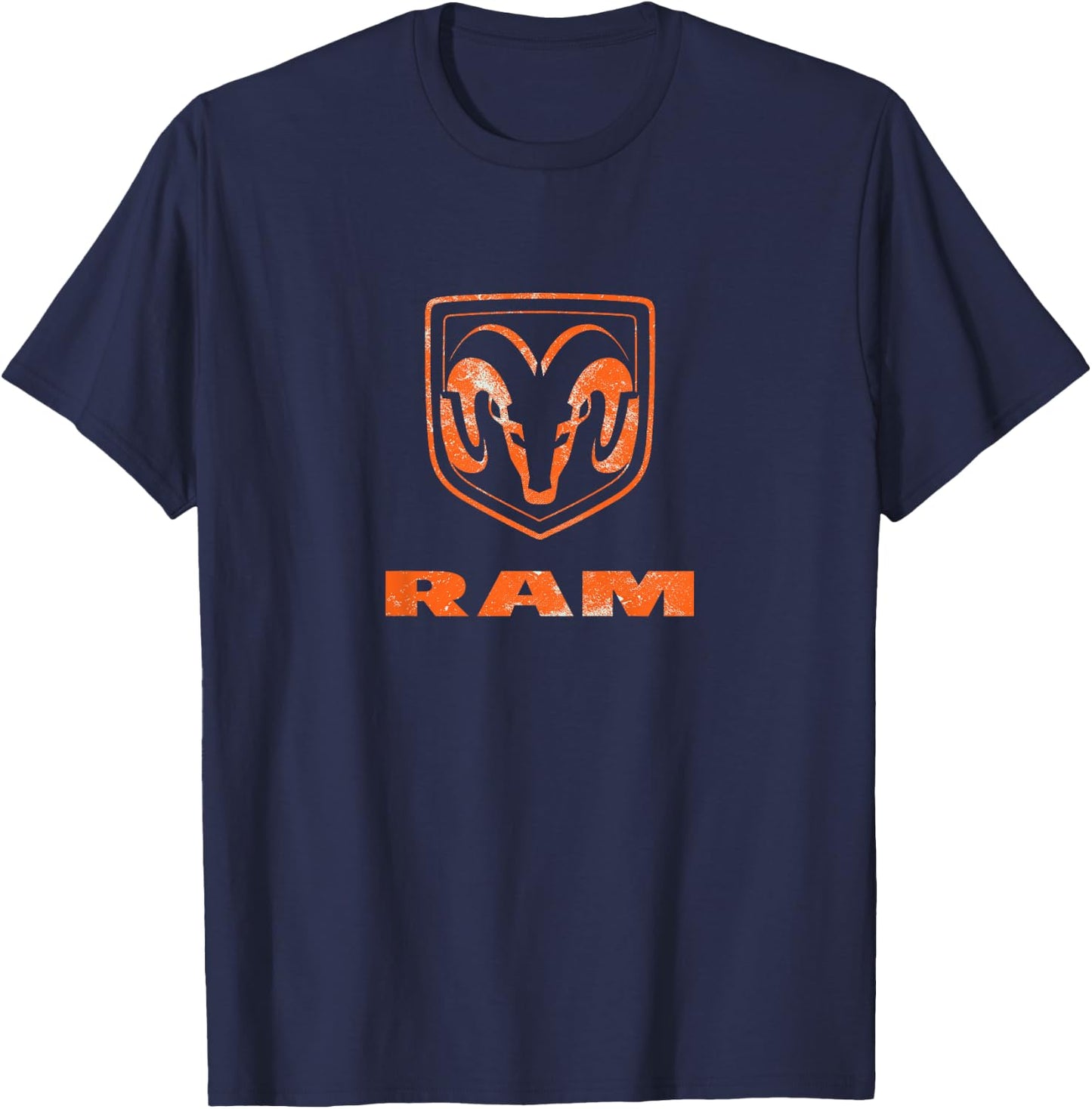 RAM Trucks Orange Logo Distressed T-Shirt - T-Shirt | Navy