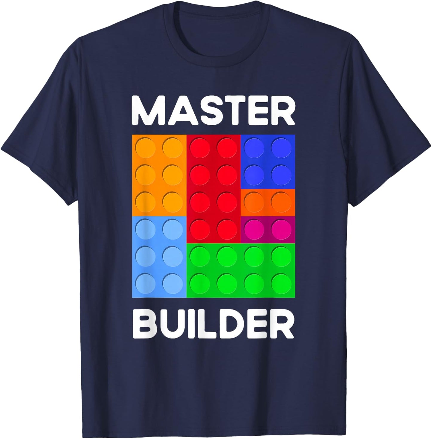 Master Builder Cute Block Building Kids Toys Brick Builders T-Shirt - T-Shirt | Navy