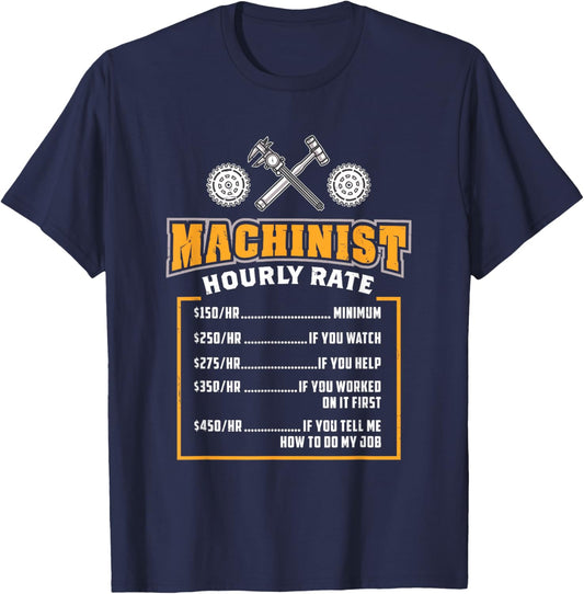 Machinist Hourly Rate T-Shirt - T-Shirt | Navy