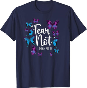Christian Bible Verse Quote Butterfly Fear Not Isiah 41:10 T-Shirt - T-Shirt | Navy