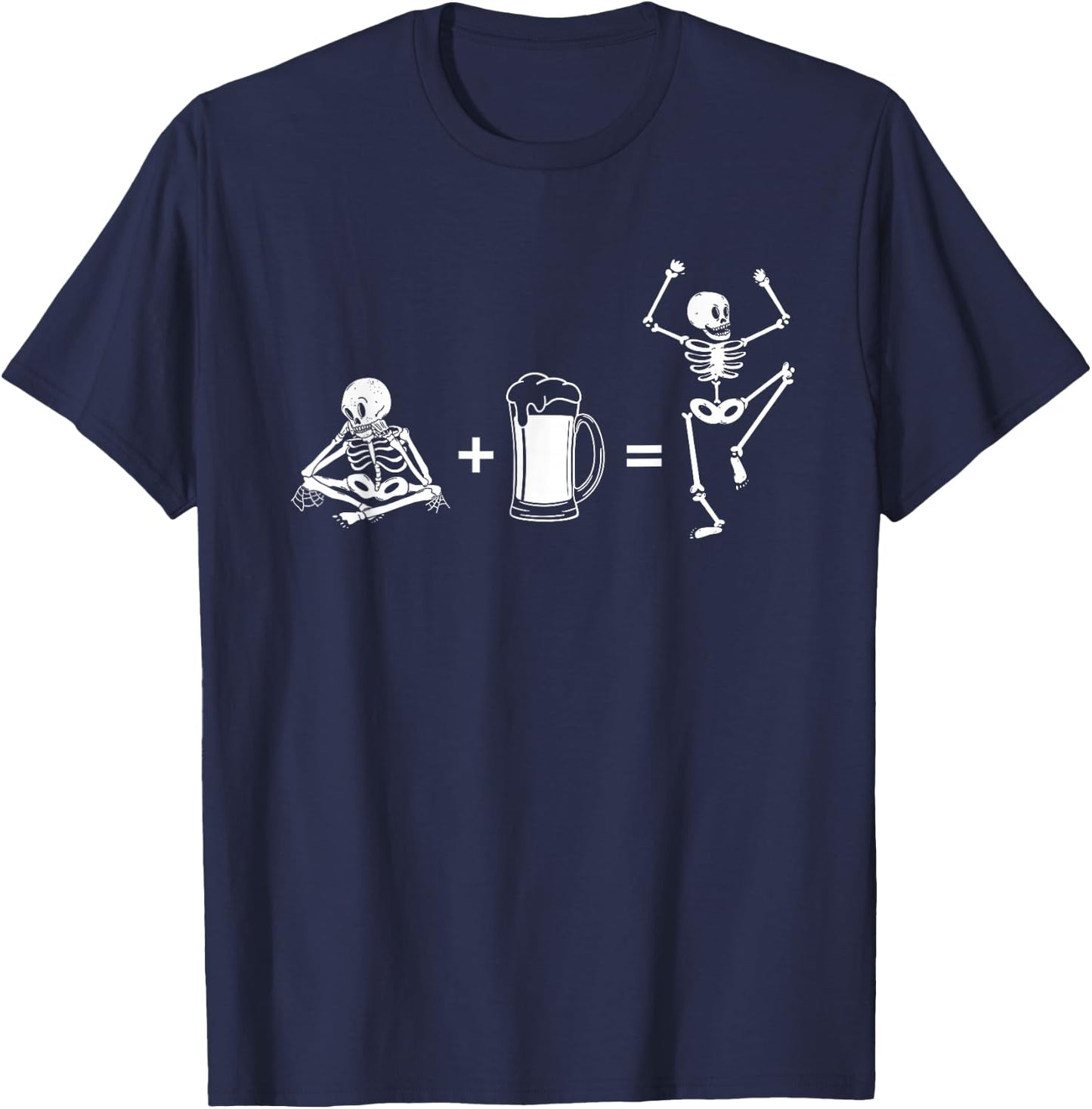 Beer dancing skeleton with beer glass for beer lovers T-Shirt - T-Shirt | Navy