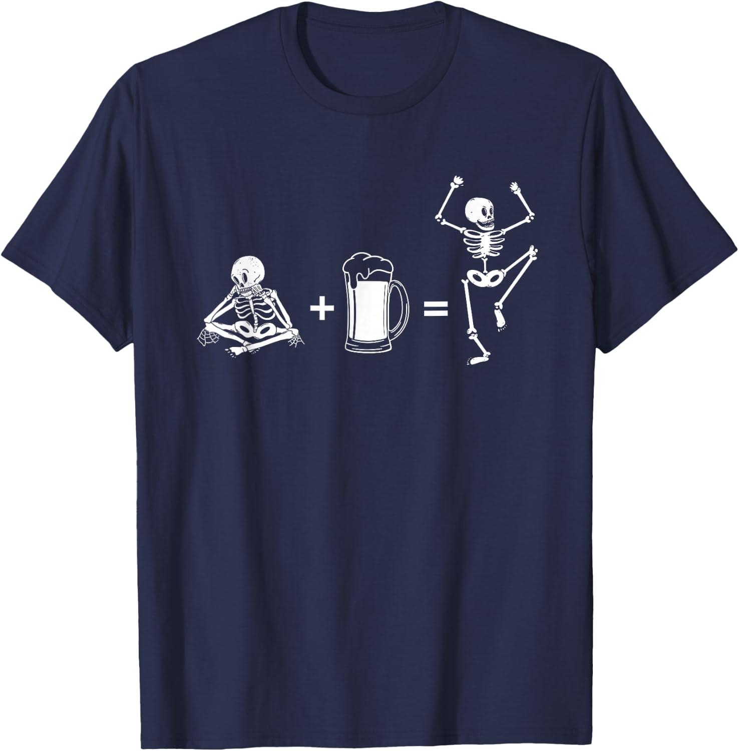 Beer dancing skeleton with beer glass for beer lovers T-Shirt - T-Shirt | Navy