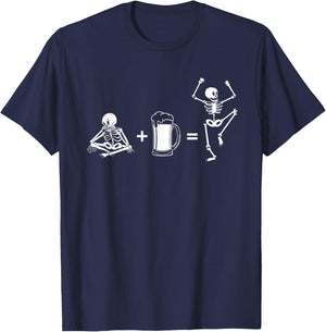 Beer dancing skeleton with beer glass for beer lovers T-Shirt - T-Shirt | Navy