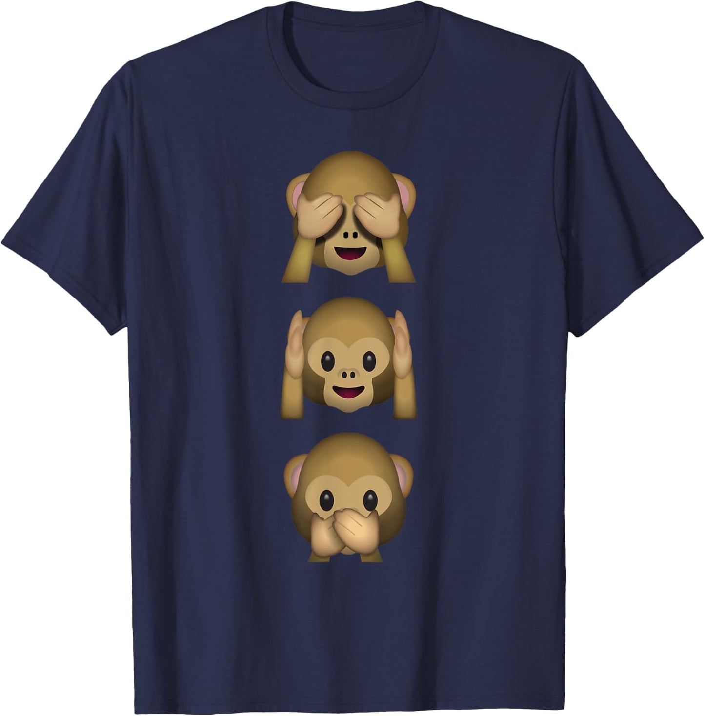 See No Evil Hear No Evil Speak No Evil 3 Wise Monkeys T-Shirt - T-Shirt | Navy