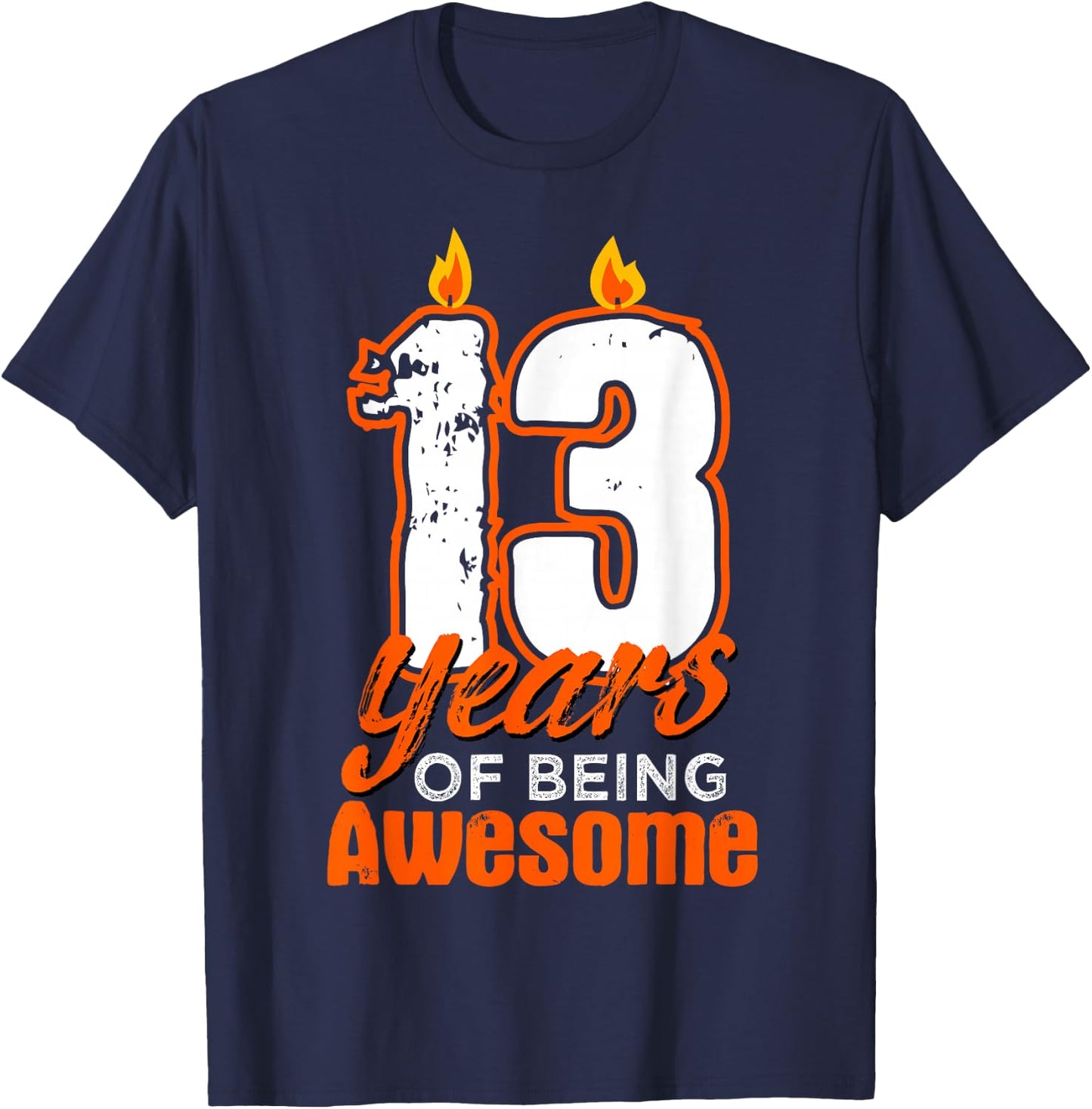 Candle 13 Birthday Party Wishes Cake Decoration Candlelight T-Shirt - T-Shirt | Navy