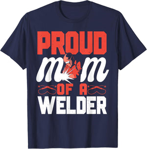 Welder Welding Mom Mother Vintage Proud Mom Of A Welder T-Shirt - T-Shirt | Navy