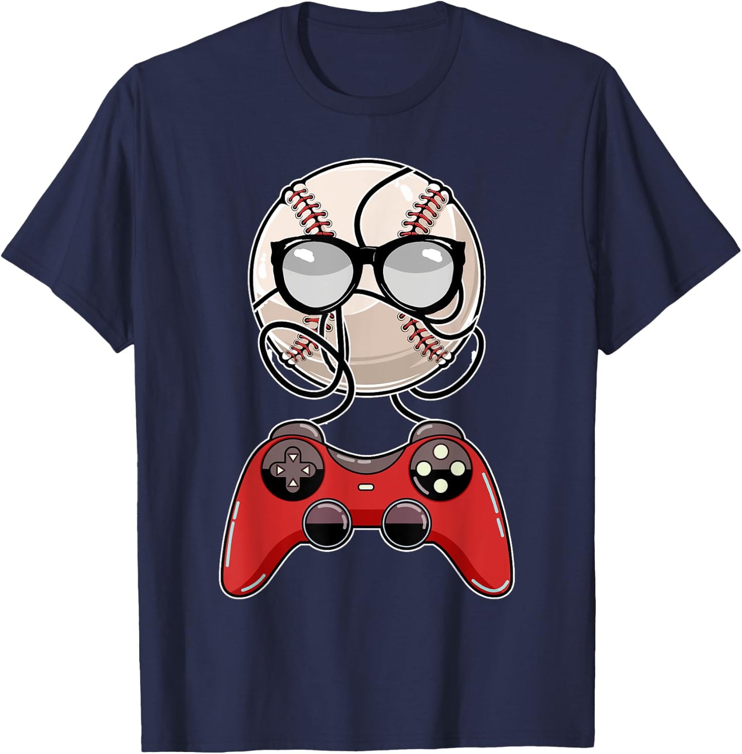 Video-game Controller Baseball Gaming Sports Player Gamer T-Shirt - T-Shirt | Navy