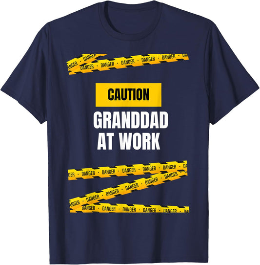 Funny Caution Granddad Working Garage Hobby Tools Mechanic T-Shirt - T-Shirt | Navy