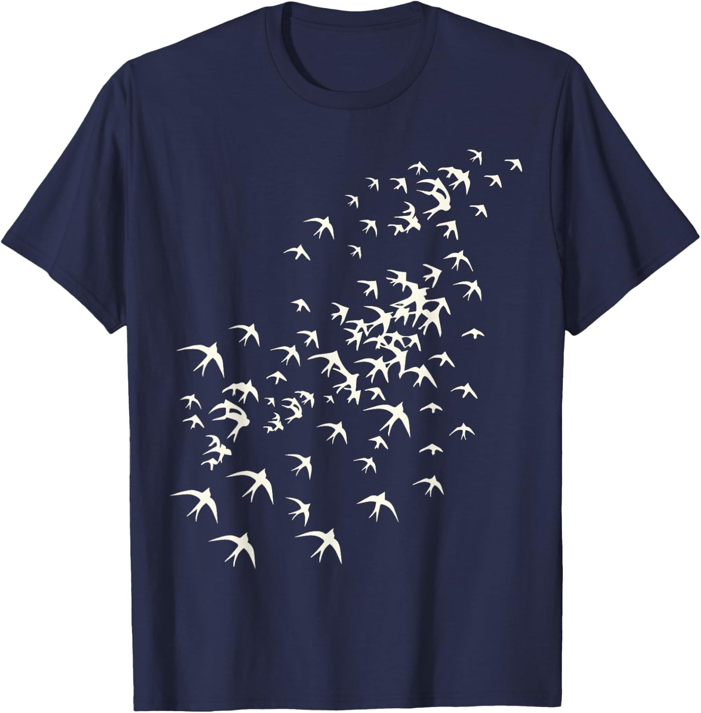 Flock of Birds Flying - Nature and Bird Lovers Graphic Print T-Shirt - T-Shirt | Navy