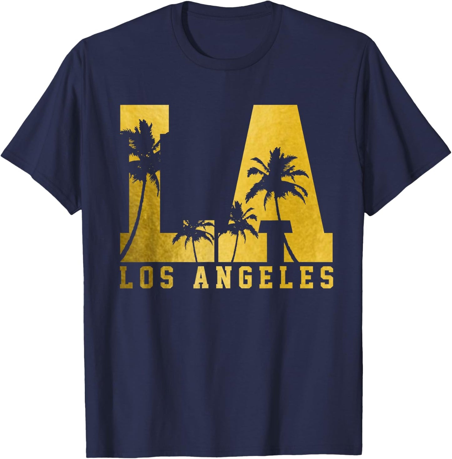 Los Angeles LA Vintage California Palm Trees T-Shirt - T-Shirt | Navy