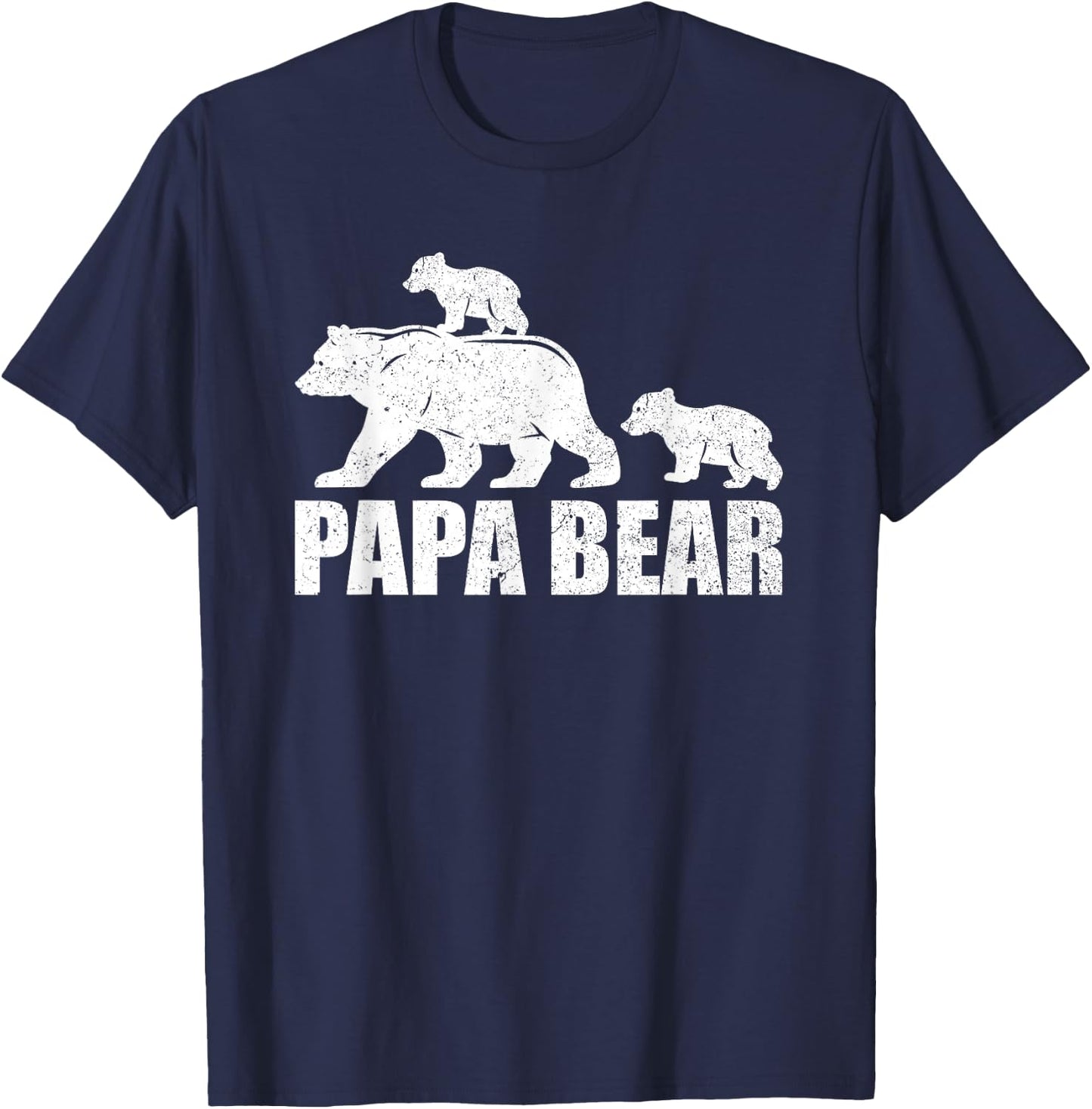 Papa Bear Two Cubs Shirt Daddy Bear Twin Papa 2 Kids T-Shirt - T-Shirt | Navy