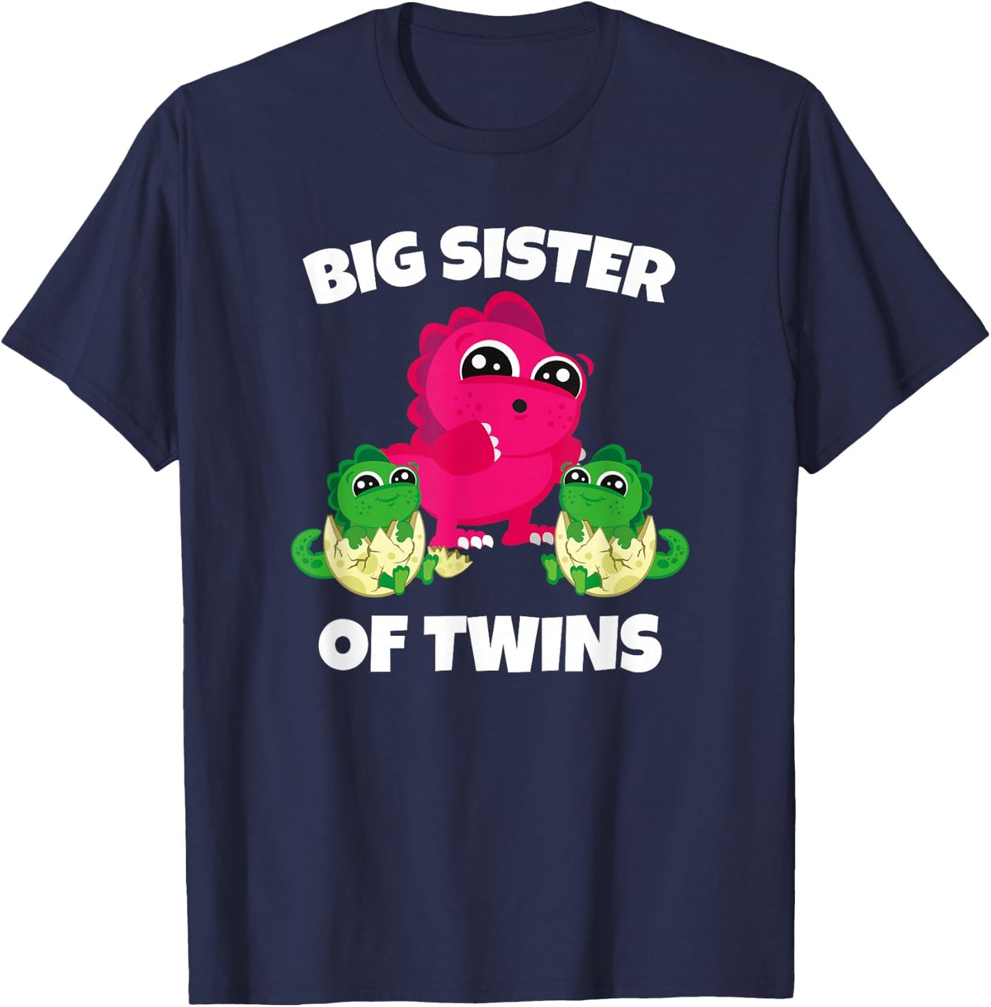 Big Sister Of Twins - New Sister Sibling T-Shirt - T-Shirt | Navy