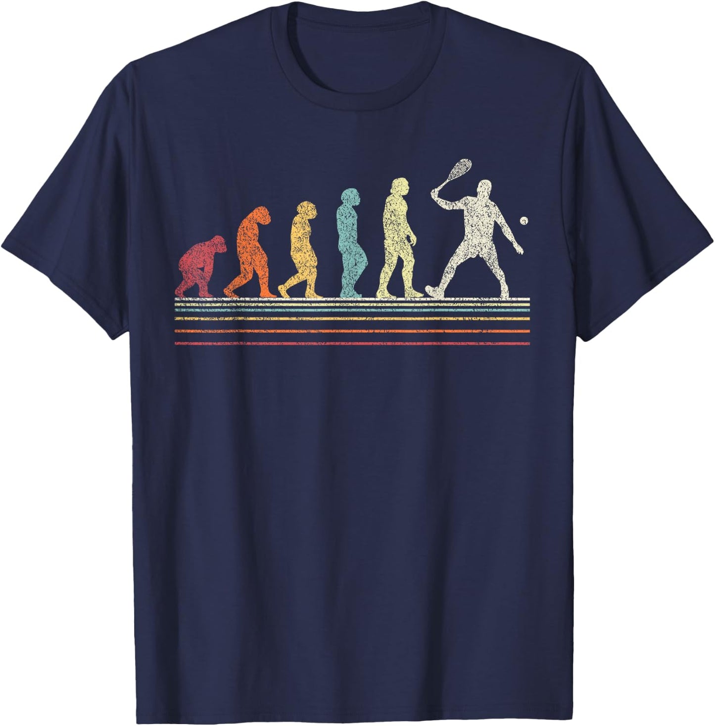 Evolution Squash Player Squash Racket Ball Retro Vintage T-Shirt - T-Shirt | Navy