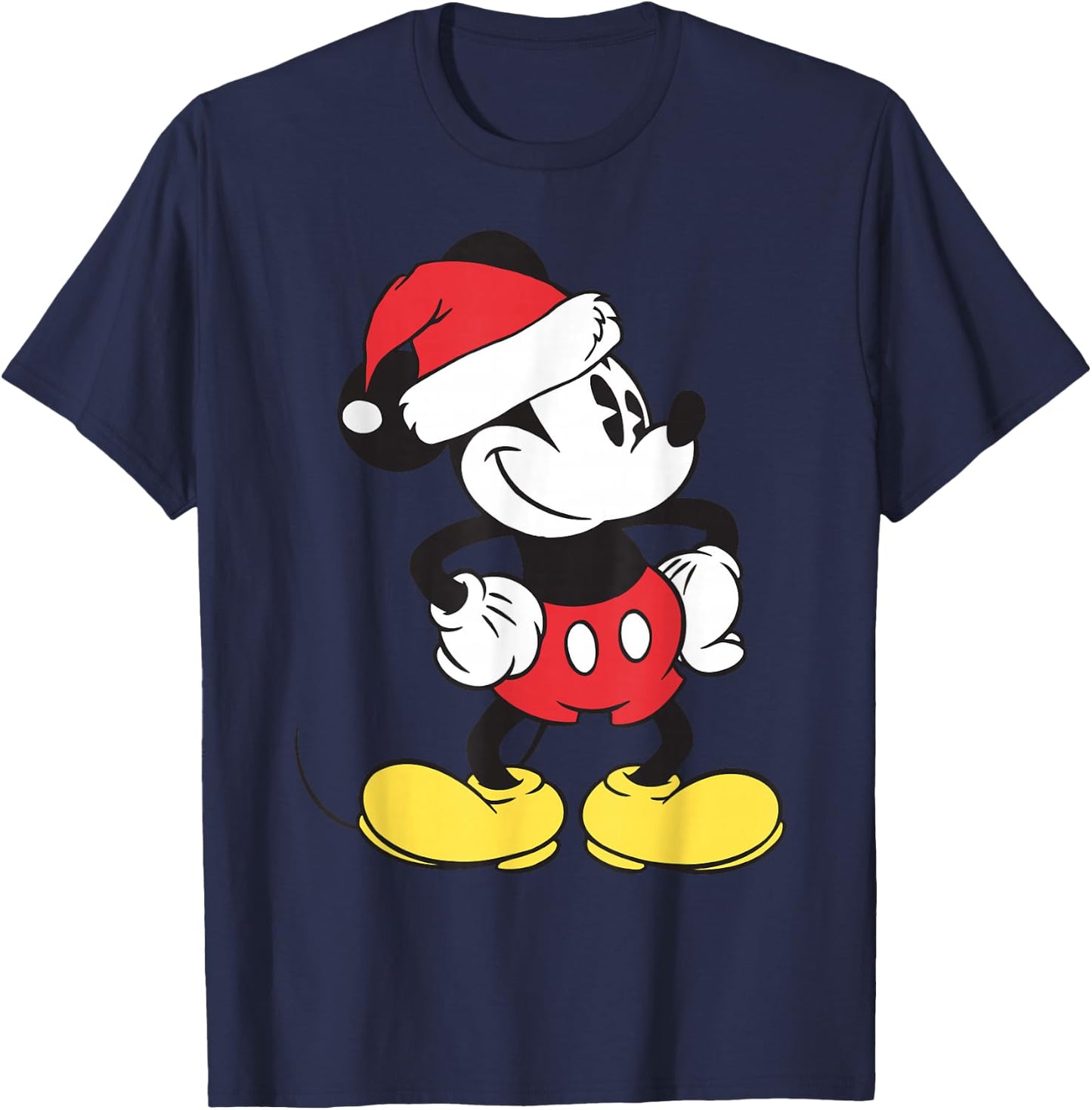 Disney - Mickey Mouse Holiday Santa Hat T-Shirt - T-Shirt | Navy