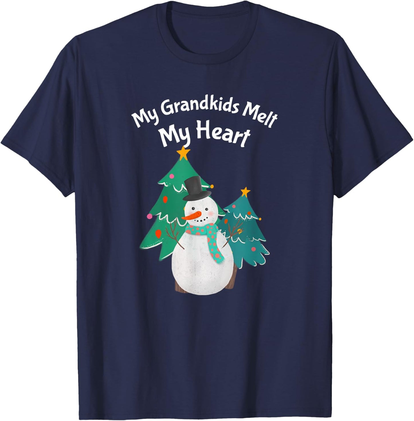 My Grandkids Melt My Heart Snowman Shirt For Grandma T-Shirt - T-Shirt | Navy