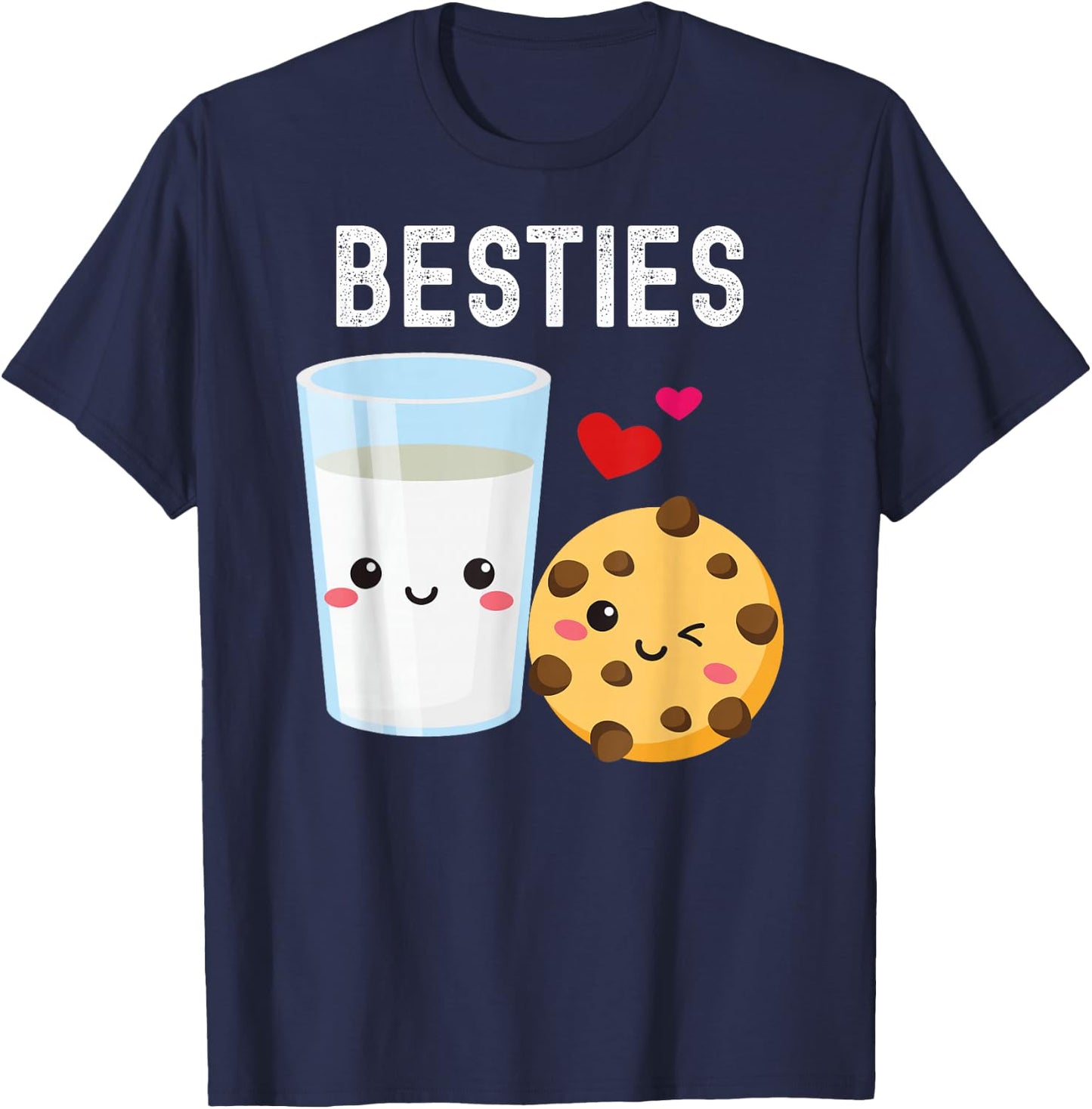 Besties Kawaii Milk and Cookie Best Friends Couples Matching T-Shirt - T-Shirt | Navy
