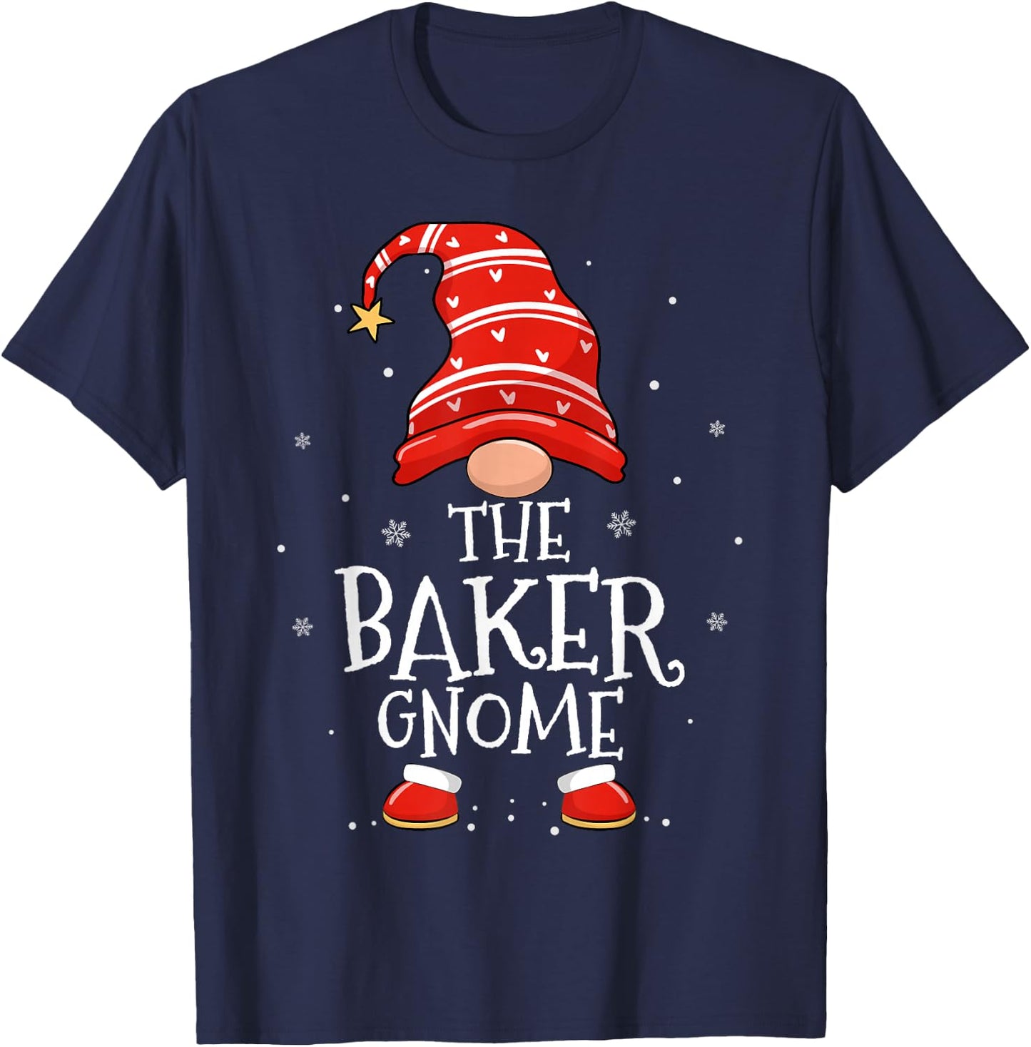 Baker Gnome Xmas Family Matching Funny Christmas Gnomes T-Shirt - T-Shirt | Navy