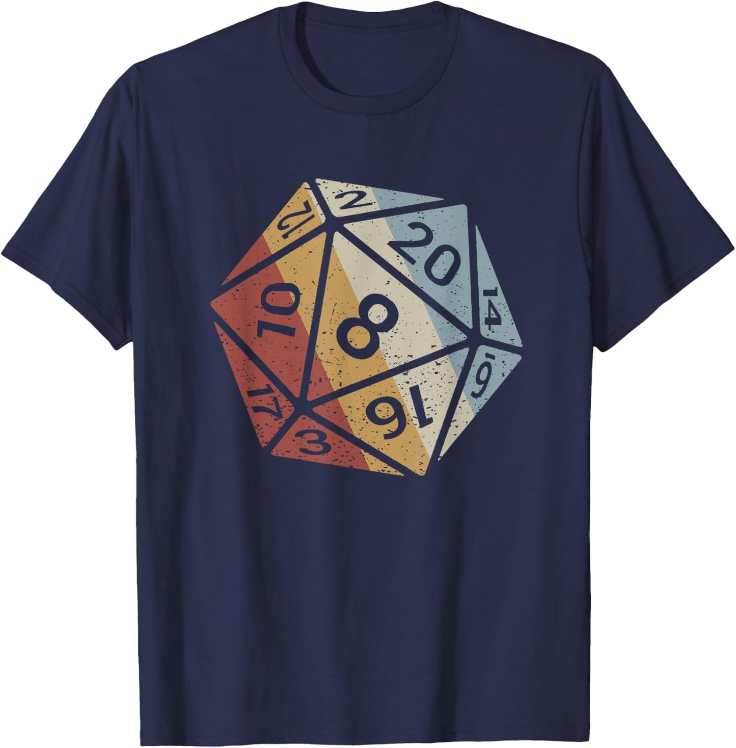 20 Sided Die Retro Style Vintage T-Shirt - T-Shirt | Navy