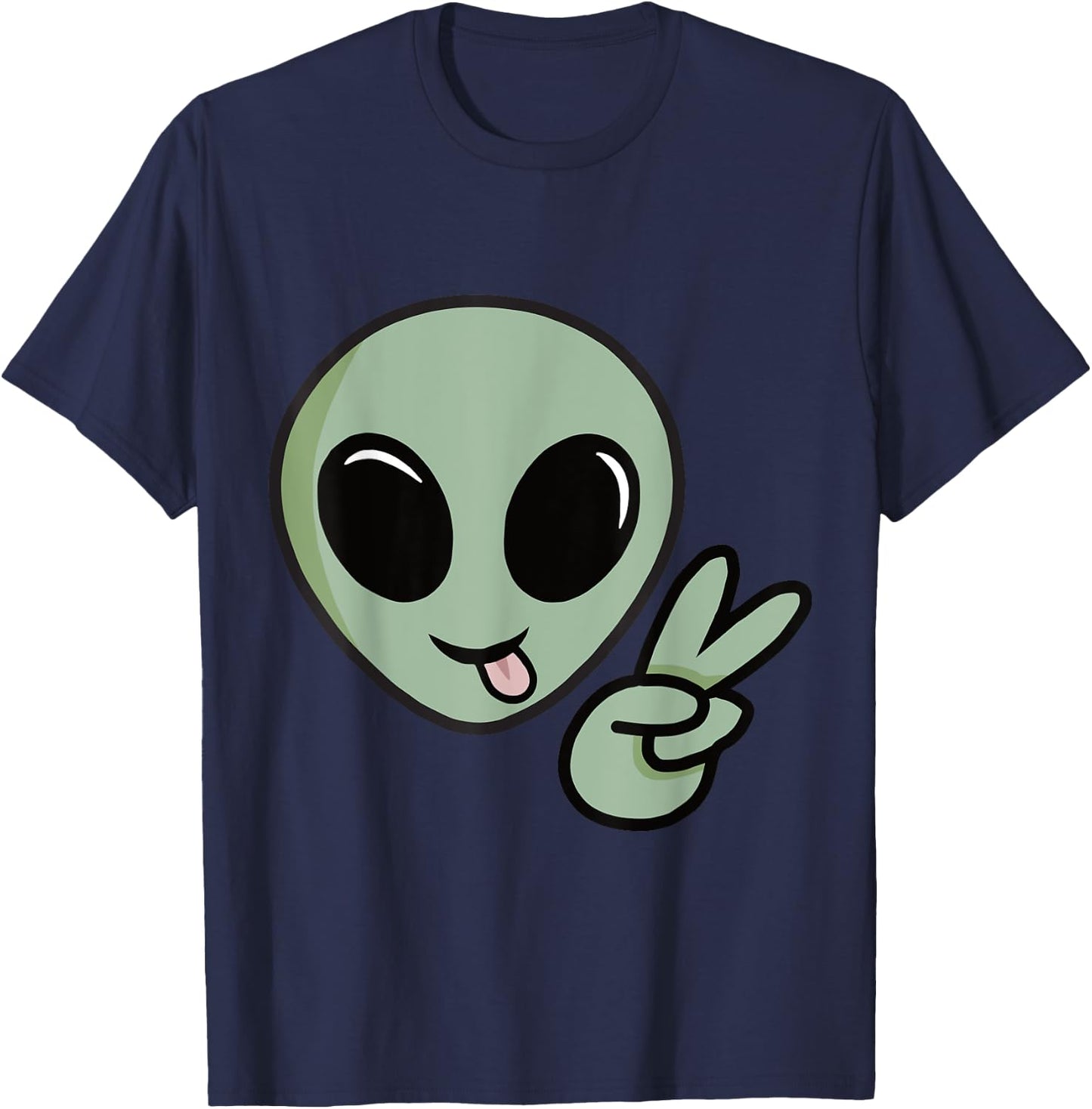 Cute Alien Peace Sign T-Shirt - T-Shirt | Navy